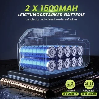 Draadloze Hogedrukreiniger 45BAR - Met 2x 1500mAh Accu's & 6-in-1 Multifunctionele Mondstuk - 5M Slang met Filter - Krachtige 22000 RPM Motor - Voor Auto, Terras, Tuin, Hek & Zwembad - Inclusief Schuimlans en Draagtas