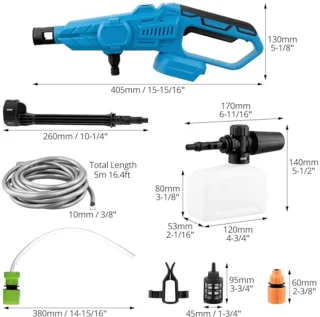 ® Hogedrukreiniger, Hogedrukreiniger op Accu, Draagbare Hogedrukreiniger, Compatibel met Makita 21V Accu, voor Auto, Tuin en Terras (zonder Accu)