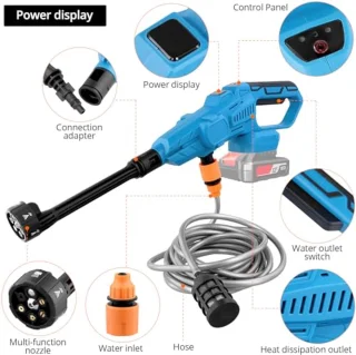 ® Hogedrukreiniger, Hogedrukreiniger op Accu, Draagbare Hogedrukreiniger, Compatibel met Makita 21V Accu, voor Auto, Tuin en Terras (zonder Accu)