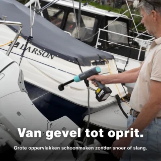 Achaté Draadloze Hogedrukreiniger – 21V Accu Hogedrukspuit – Auto & Terrasreiniger – 200W Motor – 6-in-1 Spuitkop – 7m Slang – 40 Min Gebruik – Opbergkoffer