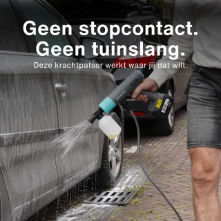 Achaté Draadloze Hogedrukreiniger – 21V Accu Hogedrukspuit – Auto & Terrasreiniger – 200W Motor – 6-in-1 Spuitkop – 7m Slang – 40 Min Gebruik – Opbergkoffer