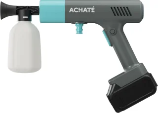 Achaté Draadloze Hogedrukreiniger – 21V Accu Hogedrukspuit – Auto & Terrasreiniger – 200W Motor – 6-in-1 Spuitkop – 7m Slang – 40 Min Gebruik – Opbergkoffer