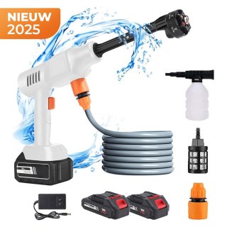 De Golermo Draadloze Hogedrukreiniger – Met Lithium-Ion Accu – 21V– Incl. Spuitlans & Accessoires – Compact & Krachtig – Voor Auto, Tuin, Terras in één oogopslag