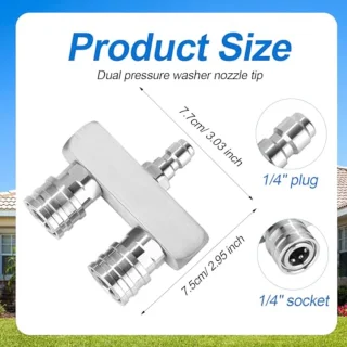 High Pressure Washer Tip, 2-in-1 High Pressure Washer Tip with 0.8cm Quick Coupling 4000PSI Double Pressure Washer Tip for Garden Concrete Car Vinyl Surface