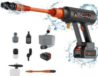 De Hoge Druk Reiniger Draadloos - Draadloze Accu Hogedrukreiniger - Draagbare Hogedrukreiniger - MAX 580 PSI - Draagbare Krachtreiniger met Accessoireset - 4.0Ah Batterij - Hogedrukreiniger met Roterend Mondstuk in één oogopslag