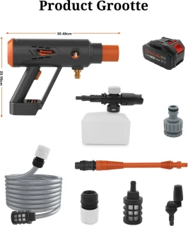 Hoge Druk Reiniger Draadloos - Draadloze Accu Hogedrukreiniger - Draagbare Hogedrukreiniger - MAX 580 PSI - Draagbare Krachtreiniger met Accessoireset - 4.0Ah Batterij - Hogedrukreiniger met Roterend Mondstuk