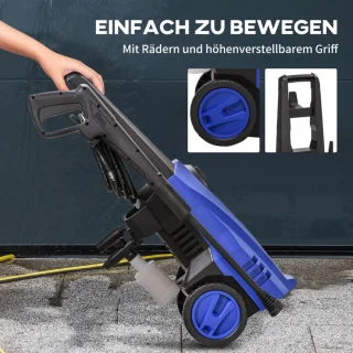 Hogedrukreiniger met 5-delige Accessoires - 1800W – 150 bar – 510 l/h – Incl. 6m Slang, Verstelbare Spuitstukken en Accessoires - Auto Was Set - Terrasreinigers - Hogedrukspuit