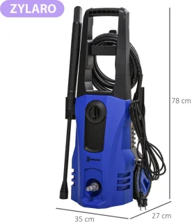 Hogedrukreiniger met 5-delige Accessoires - 1800W – 150 bar – 510 l/h – Incl. 6m Slang, Verstelbare Spuitstukken en Accessoires - Auto Was Set - Terrasreinigers - Hogedrukspuit