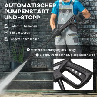 Hogedrukreiniger met 5-delige Accessoires - 1800W – 150 bar – 510 l/h – Incl. 6m Slang, Verstelbare Spuitstukken en Accessoires - Auto Was Set - Terrasreinigers - Hogedrukspuit