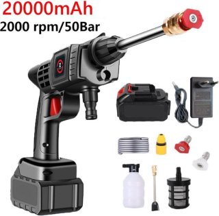 Draadloze hogedrukreiniger - met accu en oplader - 20000mAh -hoge druk reiniger - instelbaar - 50 BAR - inclusief waterslang review