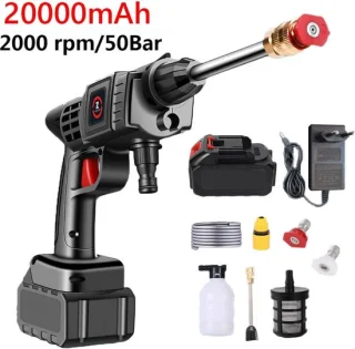Draadloze hogedrukreiniger - met accu en oplader - 20000mAh -hoge druk reiniger - instelbaar - 50 BAR - inclusief waterslang