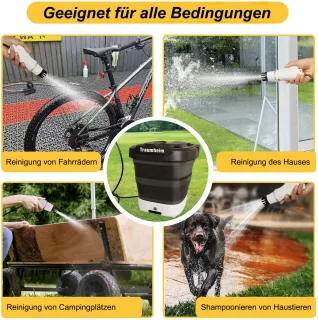 Hogedrukreiniger - Draadloze Hogedrukreiniger met 12L Tank - Opvouwbaar, USB-C, 3 Spuitstukken Hogedrukreiniger - 21V Accu voor Auto, Tuin, Camping, Huisdieren & Buitenreiniging