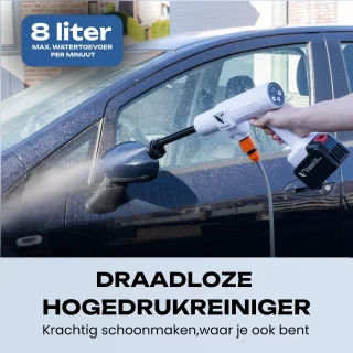 Vosoi Hogedrukreiniger - Draadloze Hogedrukreiniger - Hogedrukreiniger Auto - Hogedrukreiniger Accu - Terrasreiniger - Hogedrukspuit - 400W - 2x 45000 mAh Accu - Luxe koffer - 100 minuten gebruik