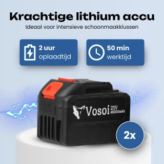 Vosoi Hogedrukreiniger - Draadloze Hogedrukreiniger - Hogedrukreiniger Auto - Hogedrukreiniger Accu - Terrasreiniger - Hogedrukspuit - 400W - 2x 45000 mAh Accu - Luxe koffer - 100 minuten gebruik