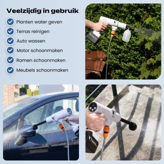 Vosoi Hogedrukreiniger - Draadloze Hogedrukreiniger - Hogedrukreiniger Auto - Hogedrukreiniger Accu - Terrasreiniger - Hogedrukspuit - 400W - 2x 45000 mAh Accu - Luxe koffer - 100 minuten gebruik