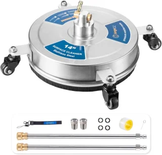 14" hogedrukreiniger oppervlaktereiniger met 4 wielen, zilver