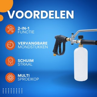 Wat vinden we goed aan de 2-in-1 Hogedrukreinigerpistool - Schuimsproeier