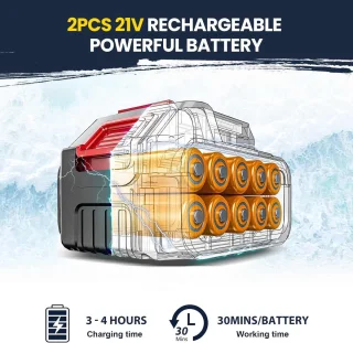 70Bar Accu Hogedrukreiniger 500W Set met 2 Batterijen Compatible met Makita 18V