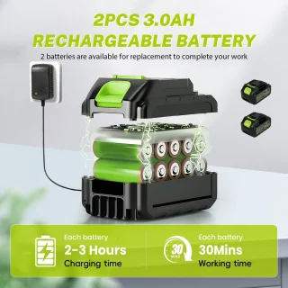 Accu Hogedrukreiniger 120Bar 1200W met 2 Batterijen en Lader