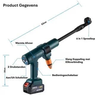 Accu Hogedrukreiniger 200bar Groen 2 Accu's