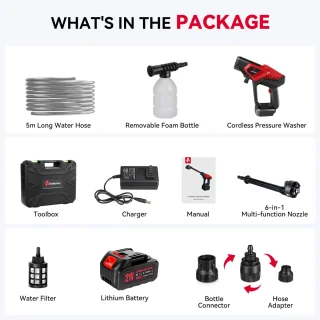 Accu Hogedrukreiniger 40 Bar - 4000 mAh Accu - Auto Wasmachine Set