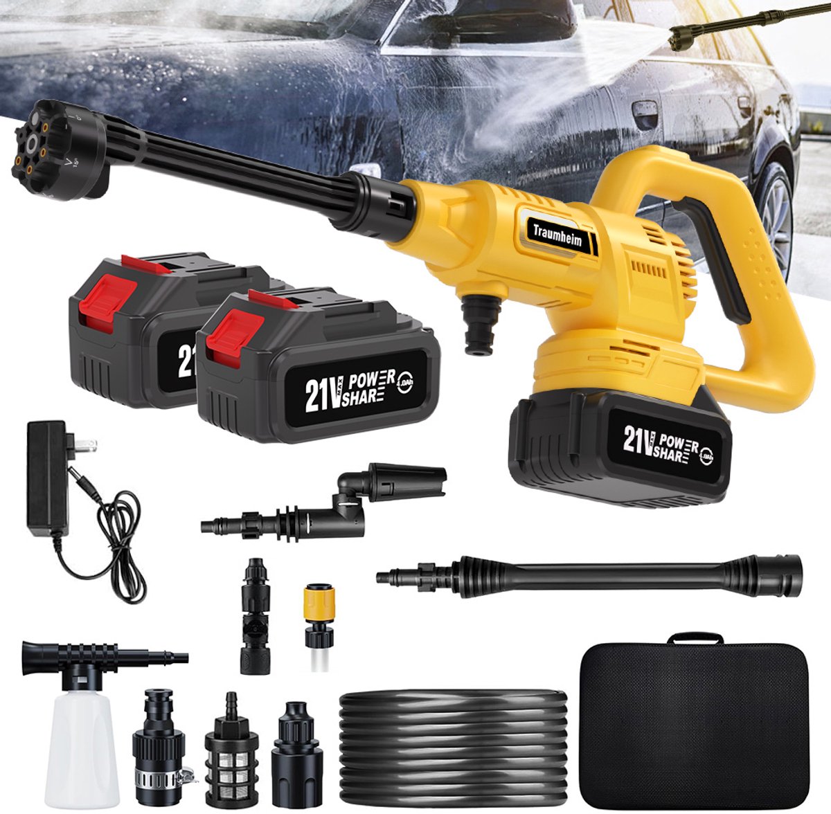 Wat vinden we goed aan de Accu Hogedrukreiniger 400W met 2x4000mAh accu's