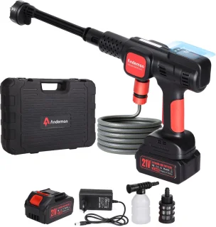 Accu Hogedrukreiniger 75 bar Mobiel met LCD en 6-in-1 Spuitmond