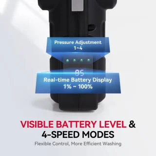Accu Hogedrukreiniger 75 bar Mobiel met LCD en 6-in-1 Spuitmond