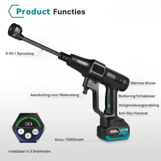 Accu Hogedrukreiniger Terrasreiniger Set - 2 Batterijen