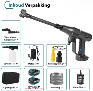 Accu Hogedrukreiniger Terrasreiniger Set - 2 Batterijen