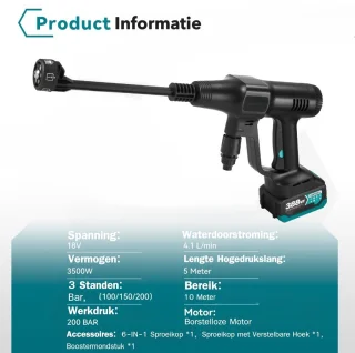 Accu Hogedrukreiniger Terrasreiniger Set - 2 Batterijen