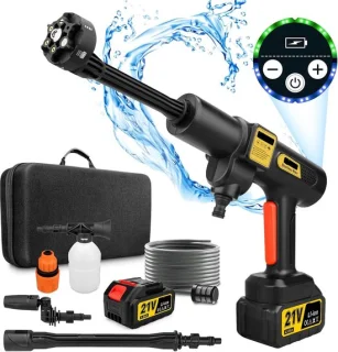 Accuhogedrukreiniger 6-in-1 Met 2 Batterijen En Oplader Zwart