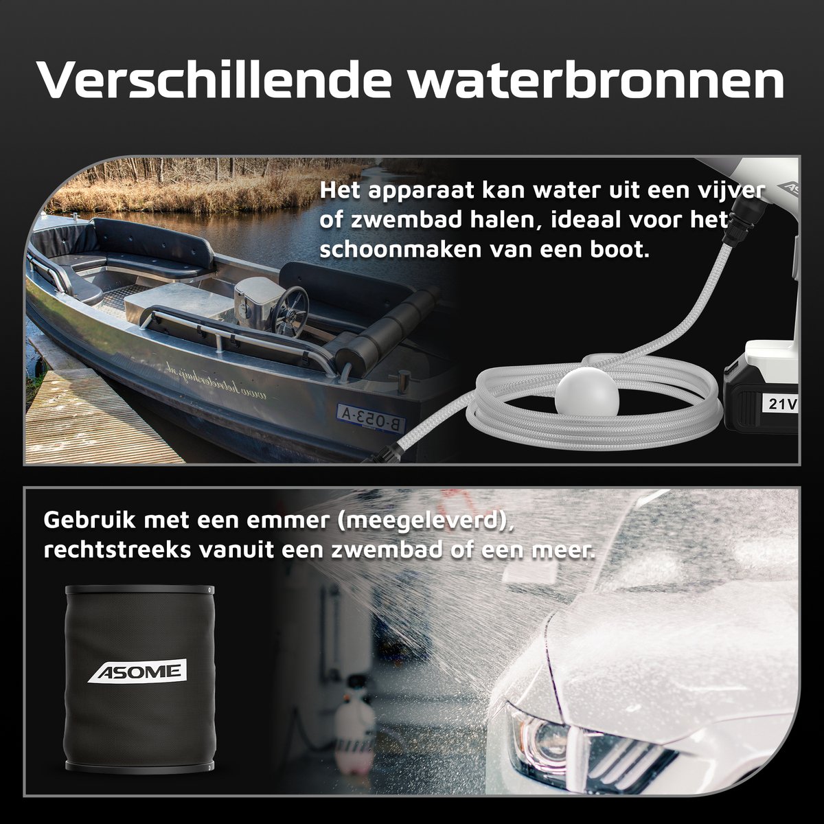 ASOME X021 Draadloze Hogedrukreiniger Accu