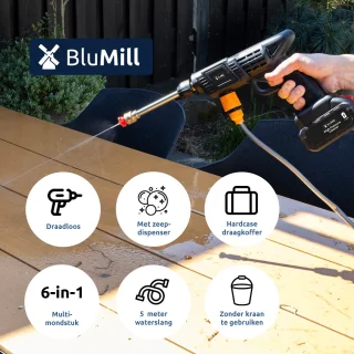 BluMill Hogedrukreiniger Draadloos Accu 6-in-1