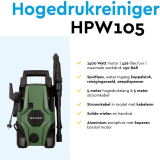 BRASQ HPW 105 Hogedrukreiniger Complete Set