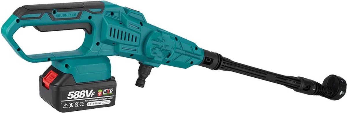 De Car Washer Hogedrukreiniger 200Bar Draadloos Groen Set in één oogopslag