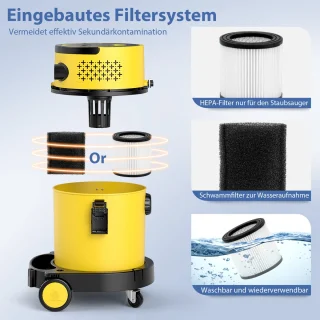 COSTWAY 4-in-1 Nat-/droogzuiger 1200W 20L + 4L reservoir