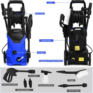 COSTWAY Hogedrukreiniger 140 bar Blauw