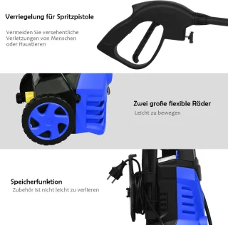 COSTWAY Hogedrukreiniger 140 bar Blauw