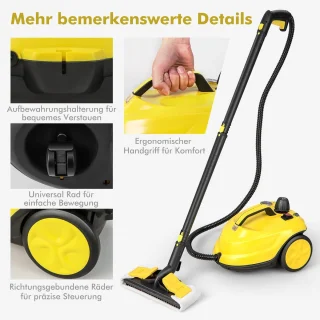 COSTWAY Stoomreiniger 2000W met 13 accessoires geel