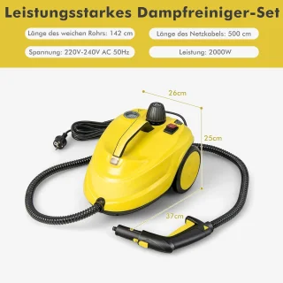 COSTWAY Stoomreiniger 2000W met 13 accessoires geel