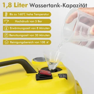 COSTWAY Stoomreiniger 2000W met 13 accessoires geel