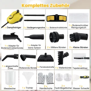 COSTWAY Stoomreiniger 2000W met 29 accessoires geel