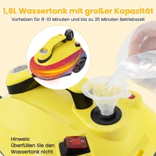 COSTWAY Stoomreiniger 2000W met 29 accessoires geel