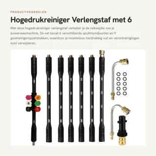 Dailygoods verlengstaf met 6 spuitmondpunten voor hogedrukreiniger