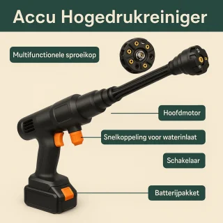 Draadloze Hogedrukreiniger 21V 160 bar 7-in-1