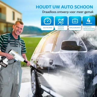 Draadloze hogedrukreiniger 21V 4.0Ah wit 435PSI