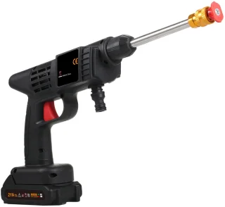Draadloze Hogedrukreiniger 21V met 2 Batterijen en Accessoires Zwart