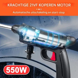Draadloze Hogedrukreiniger 21V met 2 Batterijen en Accessoires Zwart