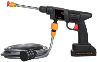 Draadloze Hogedrukreiniger 21V met 2 Batterijen en Accessoires Zwart
